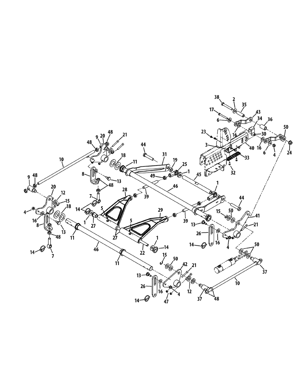 Deck Lift Assembly Diagram and Parts List for S7232-D 53AY8DU8050-312HP Cub Cadet Lawn Tractor